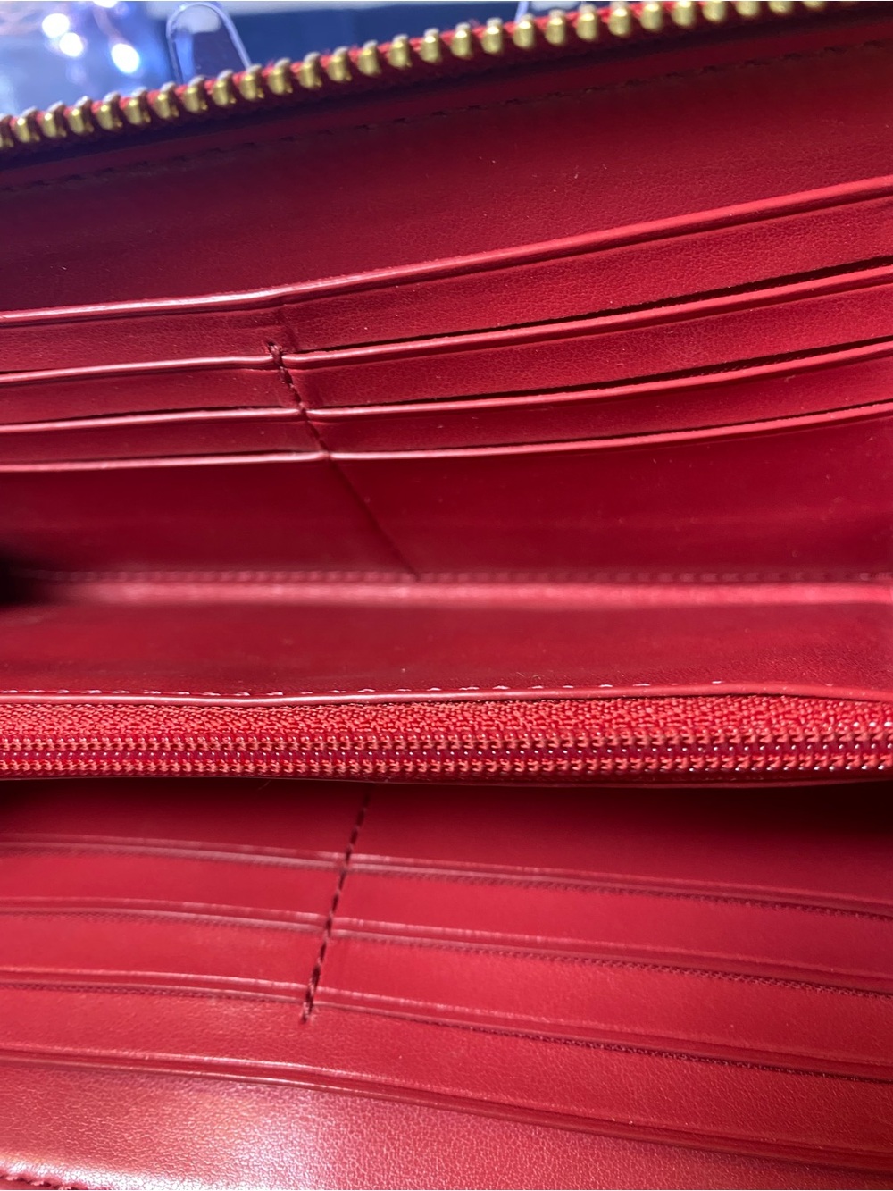 Coach Brown Signature Canvas Wallet with Red Trim - Picture 6 of 11